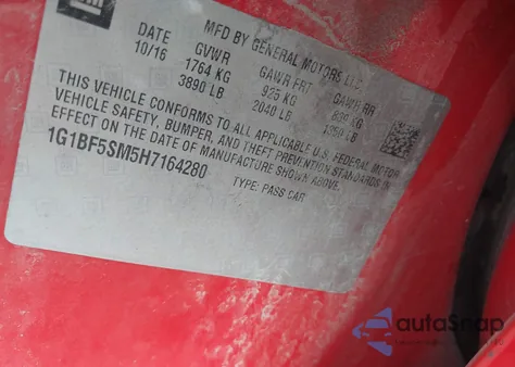 2017 Chevrolet Cruze Premier Auto z USA, uszkodzony, nr VIN 1G1BF5SM5H7164280